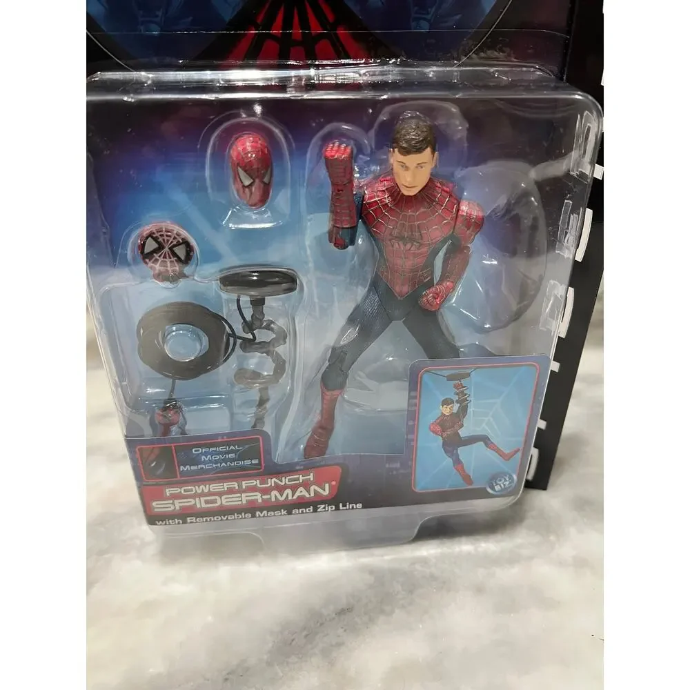 Spider-Man Power Punch Movie Action Figure Zip Line Toy Biz 2002 New Sealed